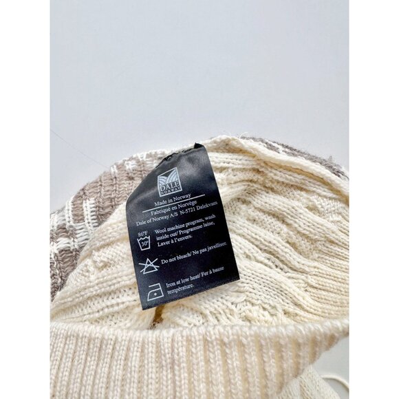 DALE OF NORWAY Karmoy Ivory 100% Wool Cable Knit Snowflake Sweater, Size S - Picture 13 of 15